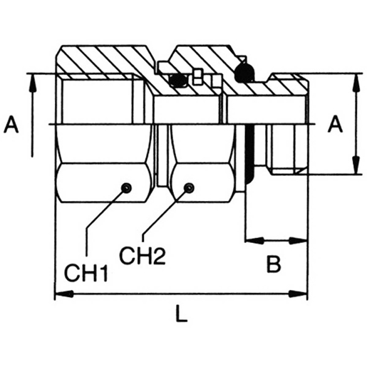 Technische Zeichnung von Ausrichtbarer zylindrischer Nippel Außeng./Inneng. 100